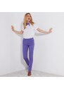 Blancheporte Úzké jednobarevné dlouhé kalhoty fialová 52