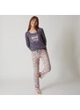 Blancheporte Pyžamové kalhoty s potiskem "Beautiful" růžová 46/48