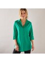 Blancheporte Dlouhá jednobarevná košile na knoflíčky zelená 40
