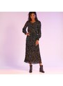 Blancheporte Voálová plisovaná sukně s potiskem puntíků, recyklovaný polyester černá/režná 36