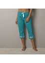 Blancheporte 3/4 pyžamové kalhoty s potiskem květin na koncích nohavic smaragdová 42/44