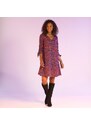 Blancheporte Rozšířené šaty s potiskem a kontrastním lemem fialová/vícebarevná 54