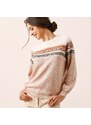 Blancheporte Žakárový pulovr s lodičkovým výstřihem béžová 42/44