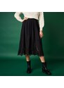 Blancheporte Široká sukně s macramé lemem černá 50