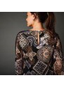 Blancheporte Rovné šaty s potiskem patchwork černá/béžová 54
