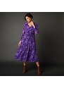 Blancheporte Dlouhé volánové šaty s minimalistickým vzorem fialová/režná 38