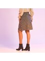 Blancheporte Krátké rozšířená sukně s potiskem kohoutí stopy režná/karamelová 42