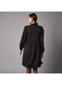 Blancheporte Krátké šaty ze žakáru s optickým vzorem, stojáček a nadýchané rukávy černá 40