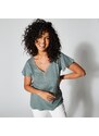 Blancheporte Jednobarevné tričko se třpytivou lemovkou ve výstřihu khaki 42/44