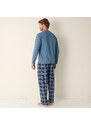 Blancheporte Kostkované bavlněné pyžamo s dlouhými rukávy a kalhotami modrošedá 107/116 (XL)