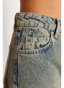 Trendyol Blue Pale Effect Vintage Normal Waist Wide Leg Jeans