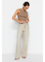 Trendyol Beige Pale Effect Vintage Normal Waist Wide Leg Jeans