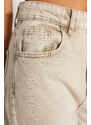 Trendyol Beige Pale Effect Vintage Normal Waist Wide Leg Jeans