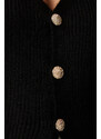 Happiness İstanbul Women's Black Metal Buttoned Woolen Knitwear Vest