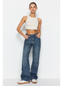 Trendyol Blue Pale Effect Vintage High Waist Wide Leg Jeans