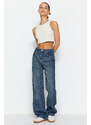 Trendyol Blue Pale Effect Vintage High Waist Wide Leg Jeans