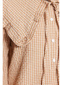 Trendyol Brown Baby Collar Gingham Patterned Woven Tunic