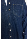 Trendyol Curve Dark Blue Oversize Denim Shirt