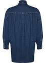 Trendyol Curve Dark Blue Oversize Denim Shirt