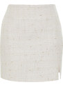 Trendyol Ecru Slit Detailed Tweed Fabric Mini Length Woven Skirt