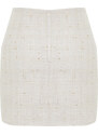 Trendyol Ecru Slit Detailed Tweed Fabric Mini Length Woven Skirt