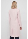 Vlněný kabát Tommy Hilfiger růžová barva, přechodný