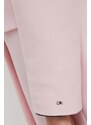 Vlněný kabát Tommy Hilfiger růžová barva, přechodný