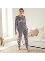 Blancheporte Fleecové pyžamo hebké na dotek s motivem hvězd šedá/růžová 50