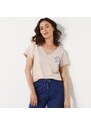 Blancheporte Pyžamové tričko s krátkými rukávy a potiskem květin písková 34/36