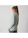 Blancheporte Pyžamové tričko s dlouhými rukávy a středovým potiskem "Beautiful" světle zelená 50