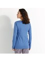 Blancheporte Pyžamové tričko s dlouhými rukávy a potiskem květin modrá džínová 46/48