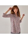 Blancheporte Dlouhá krepová košile s potiskem květů šedá/korálová 36