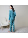 Blancheporte Fleecové pyžamo hebké na dotek s motivem hvězd modrošedá 34/36