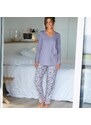 Blancheporte Jednobarevné pyžamové tričko s dlouhými rukávy lila 34/36