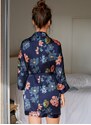 Blancheporte Kimono se 3/4 rukávy a potiskem květin nám.modrá/korálová 52