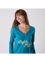 Blancheporte Pyžamové tričko s dlouhými rukávy a středovým potiskem "Jardin secret" smaragdová 54