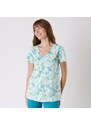 Blancheporte Pyžamové tričko s krátkými rukávy a potiskem květin bledě modrá 52