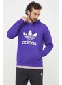 Bavlněná mikina adidas Originals Adicolor Classics Trefoil pánská, fialová barva, s kapucí, s potiskem, IM9398