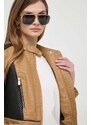 Kožená bunda Pinko dámská, hnědá barva, přechodná, 103208.A1Q9