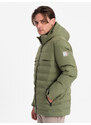 Ombre Men's winter jacket with detachable hood - olive