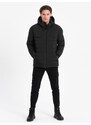 Ombre Men's winter jacket with detachable hood - black