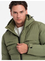 Ombre Men's winter jacket with detachable hood - olive