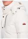 Ombre Men's winter jacket with detachable hood and cargo pockets - cream