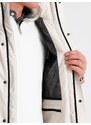 Ombre Men's winter jacket with detachable hood and cargo pockets - cream