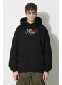 Mikina Butter Goods Floral Embroidered Pullover Hood pánská, černá barva, s kapucí, s aplikací, BGQ423D11404