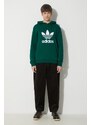 Bavlněná mikina adidas Originals Adicolor Classics Trefoil pánská, zelená barva, s kapucí, s potiskem, IM9407