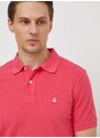 Bavlněné polo tričko United Colors of Benetton růžová barva