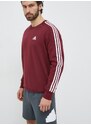 Bavlněná mikina adidas pánská, vínová barva, s aplikací, IS1348