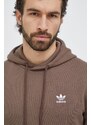 Mikina adidas Originals Trefoil Essentials Hoody pánská, hnědá barva, s kapucí, hladká, IR7786