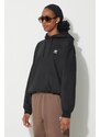 Mikina adidas Originals Trefoil Hoodie dámská, černá barva, s kapucí, s potiskem, IU2409